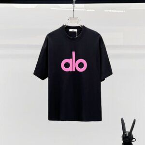 ALO logo 3D silicone letter short-sleeved shirt